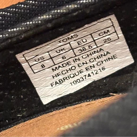 Toms Black Denim Stella Peep-Toe Cork Wedge Heels - Picture 11 of 13